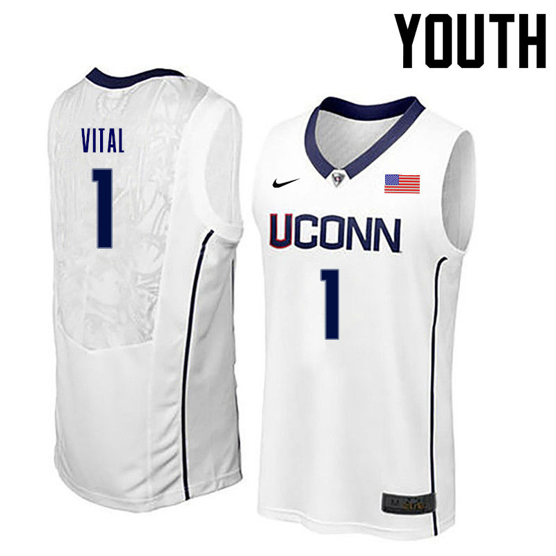 Youth Uconn Huskies #1 Christian Vital College Basketball Jerseys-White - Click Image to Close